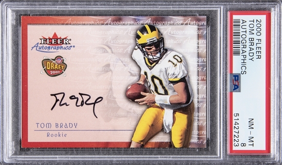 2000 Fleer Autographics Tom Brady Signed Rookie Card - PSA NM-MT 8